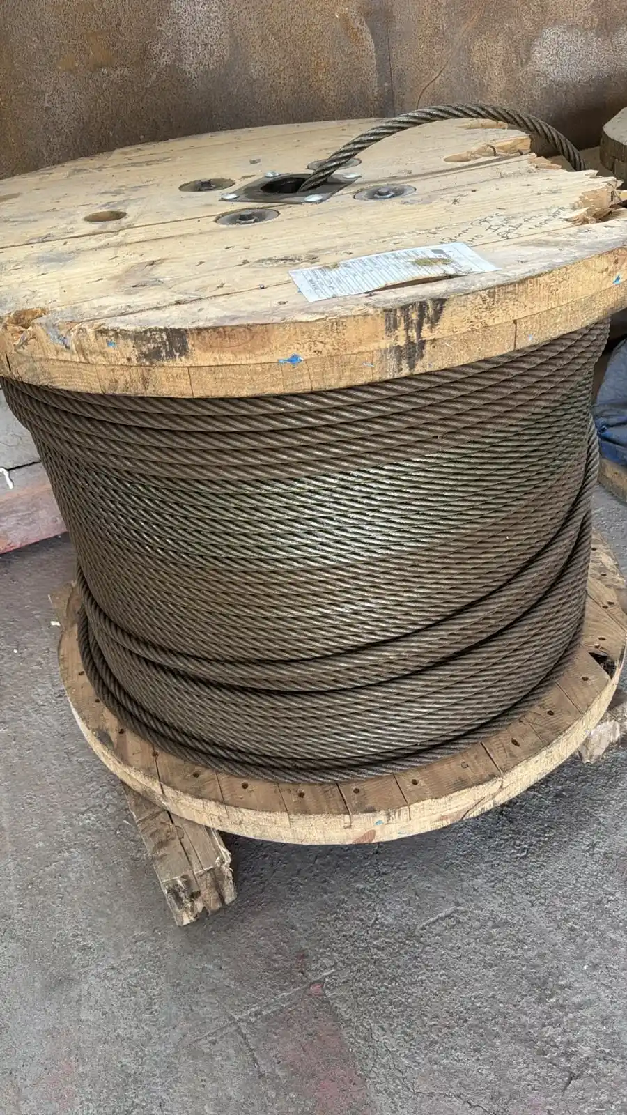 Steel wire ropes in an industrial working area
